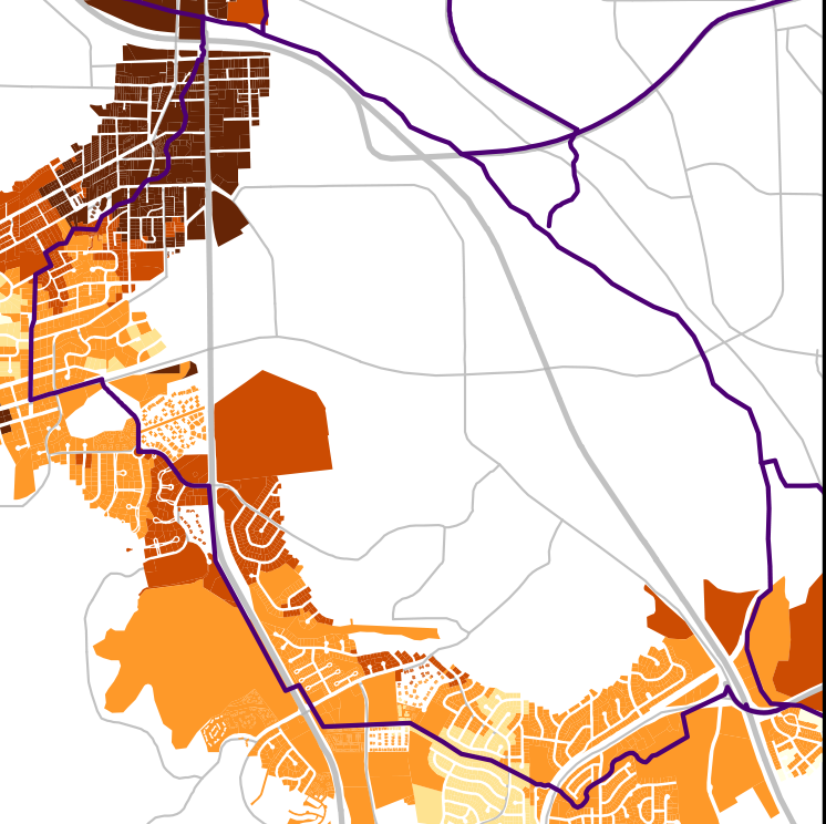 Employment active transportation demand index for South Nevada Trail