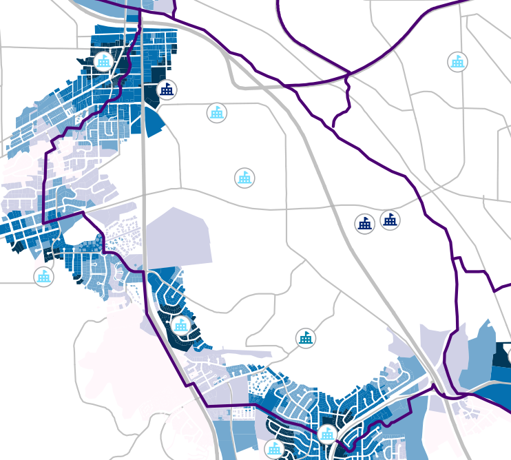 Schools active transportation demand index for South Nevada Trail