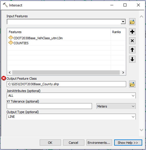 A screenshot demonstrating the process to attribute TDM with county name.