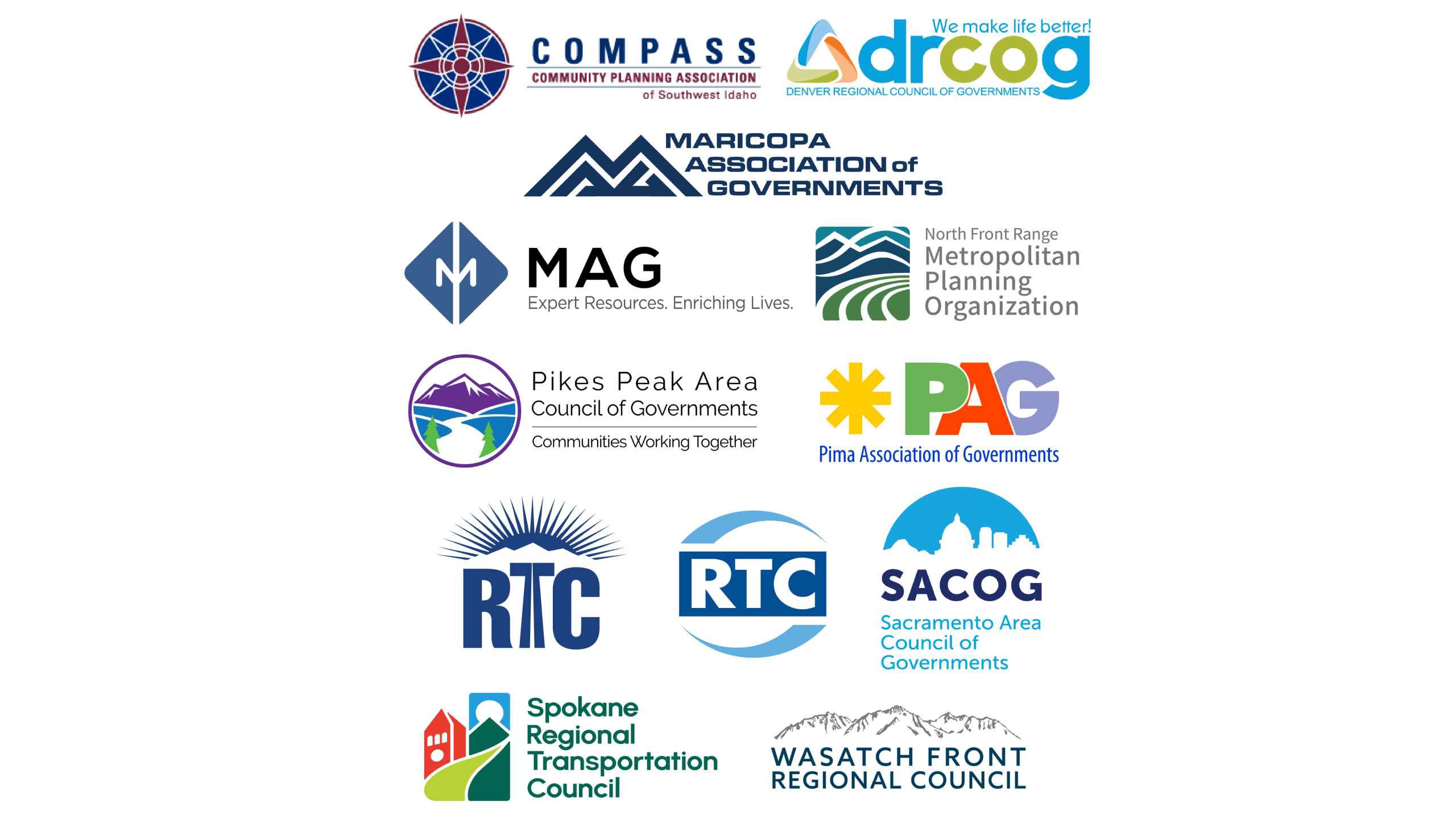 A collection of logos from metropolitan planning organizations in the Intermountain West
