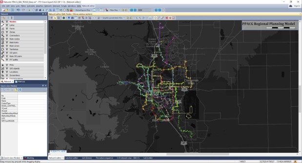 Screenshot of the Pikes Peak area travel demand model